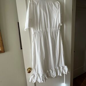 Classic White Ruffle Hem Dress